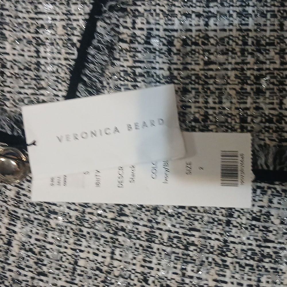 Veronica Beard Black & White Tweed Mini Skirt with Gold Buttons - Picture 2 of 3